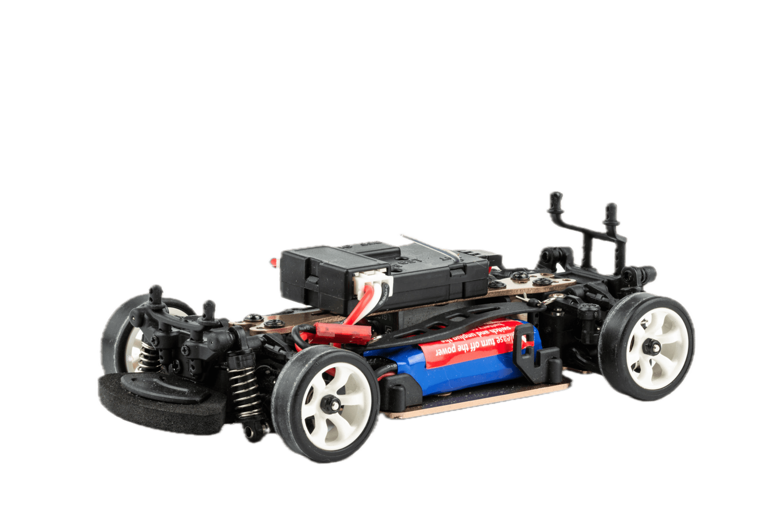 chasis carro pro drift radio control vista lateral de los componentes internos